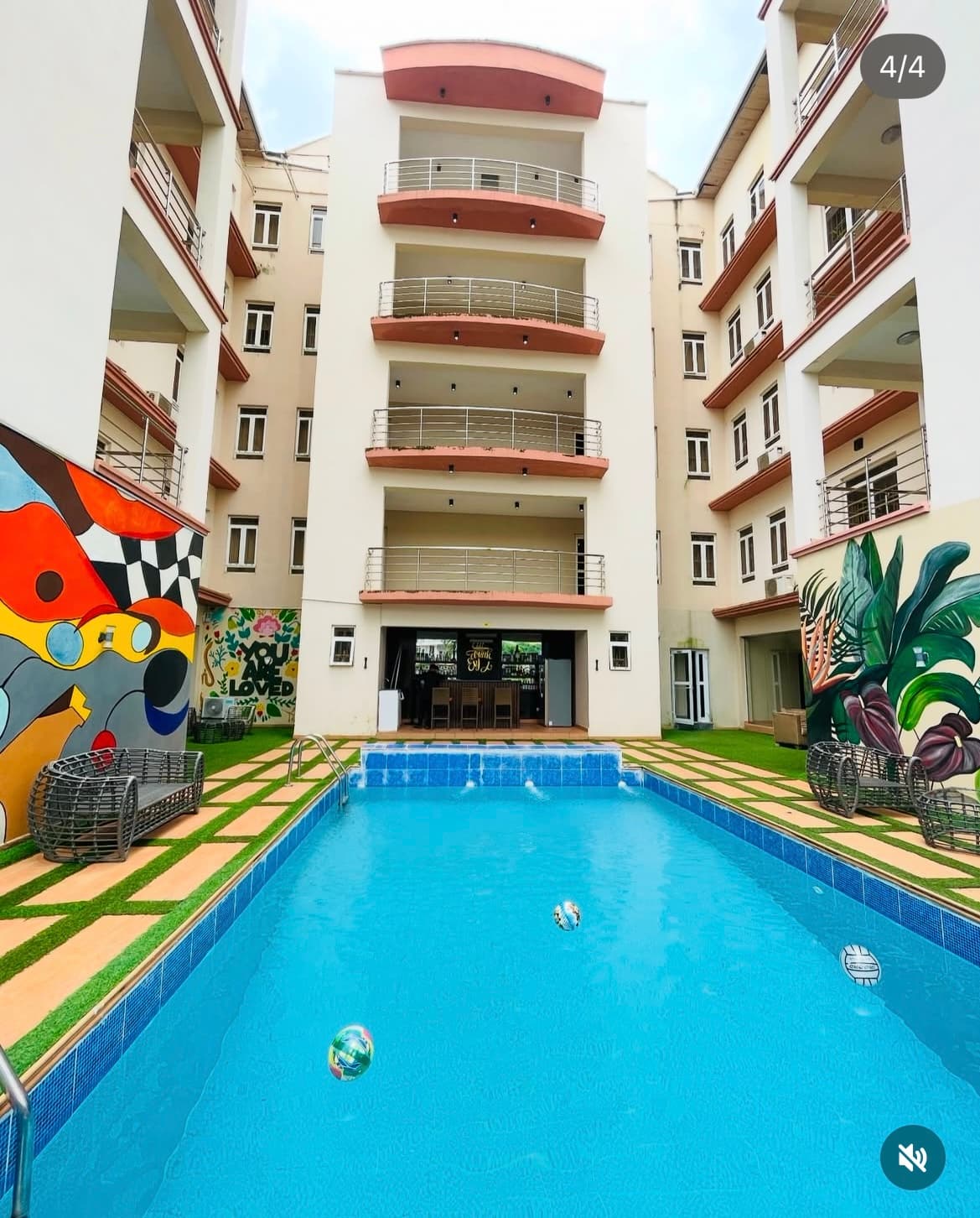 Pool and mural courtyard